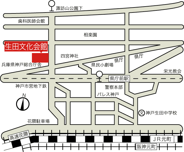 生田文化会館地図